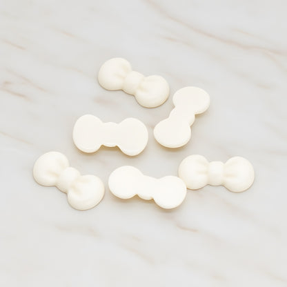 Rounded Ribbon Bow Flat Back Cabochon, 10 Pc - Cream (CB.019)