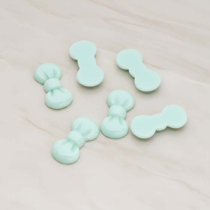 Rounded Ribbon Bow Flat Back Cabochon, 10 Pc - Mint (CB.019)