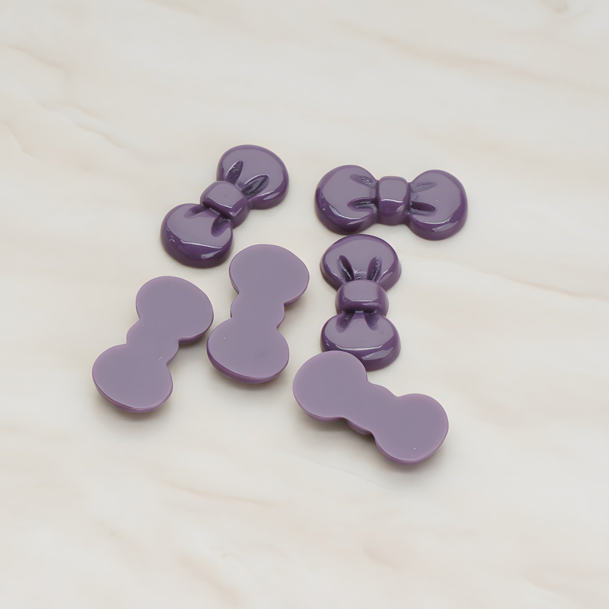 Rounded Ribbon Bow Flat Back Cabochon, 10 Pc - Purple (CB.019)