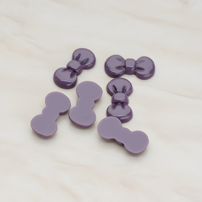 Rounded Ribbon Bow Flat Back Cabochon, 10 Pc - Purple (CB.019)