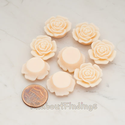 Mary Rose Flower Flat Back Cabochon, 4 Pc - detail view 1 (CB.038)