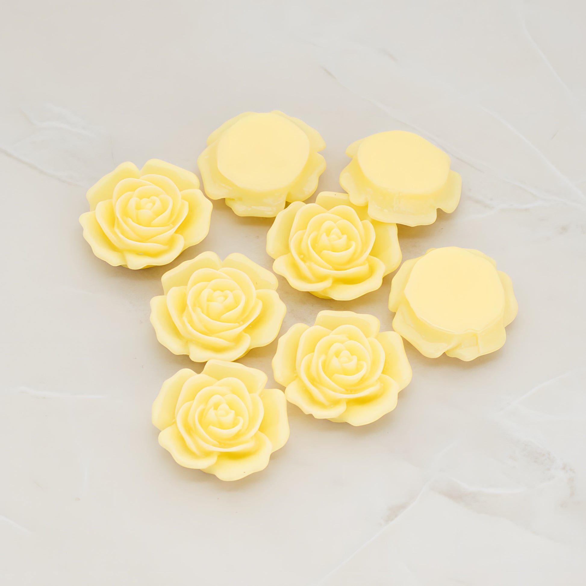 Mary Rose Flower Flat Back Cabochon, 4 Pc - butter (CB.038)