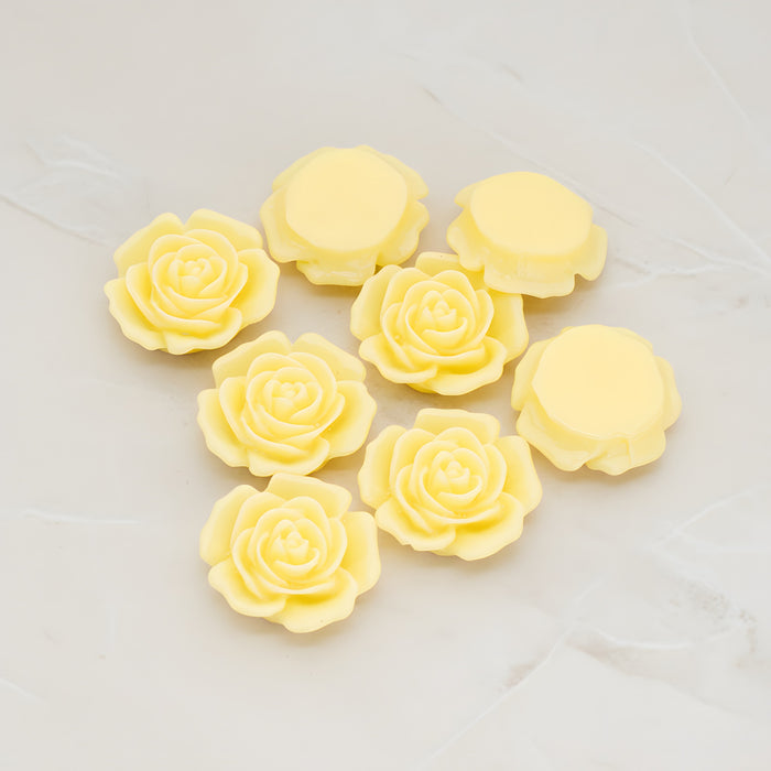 Mary Rose Flower Flat Back Cabochon, 4 Pc - butter (CB.038)