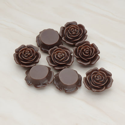 Mary Rose Flower Flat Back Cabochon, 4 Pc - Chocolate (CB.038)