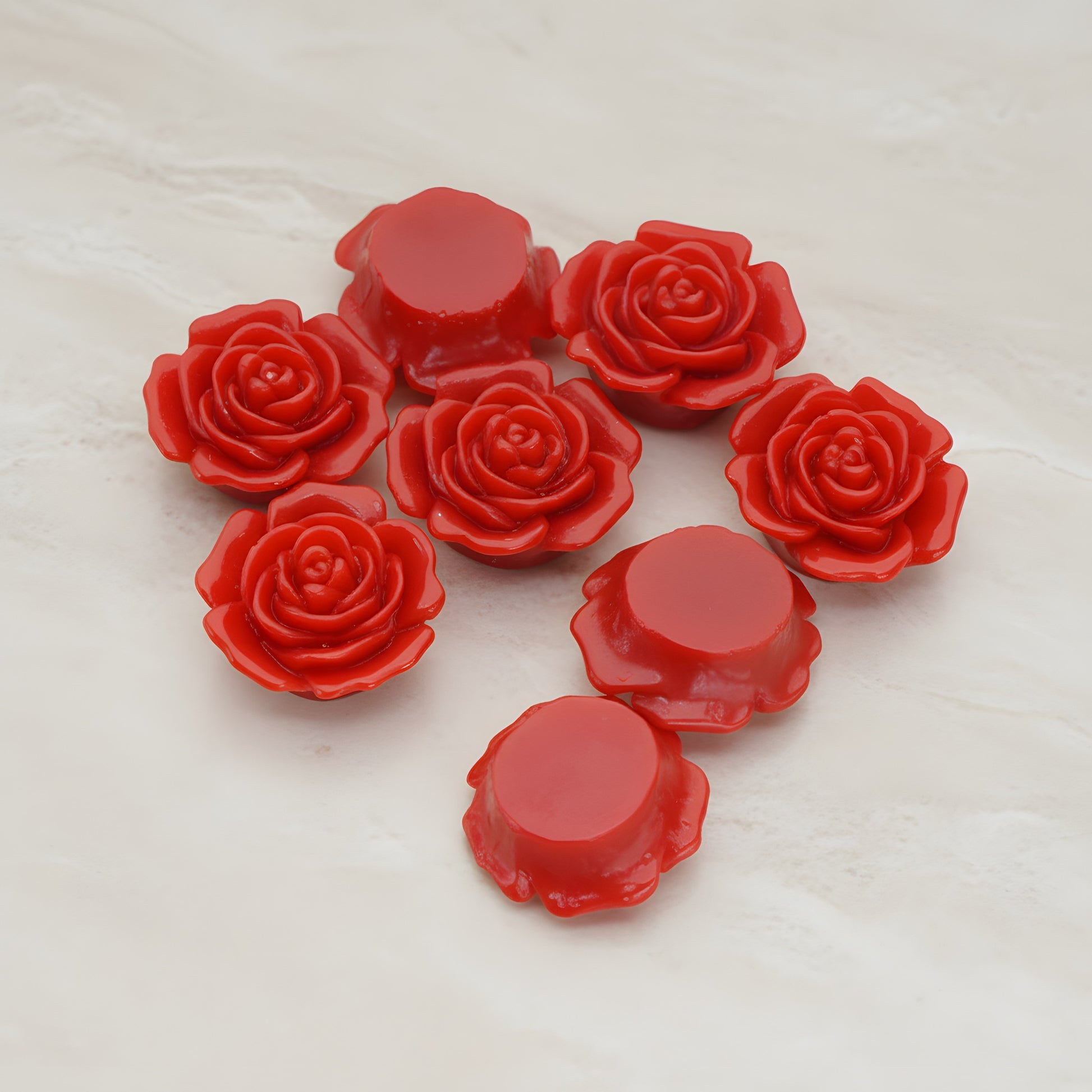 Mary Rose Flower Flat Back Cabochon, 4 Pc - Dark red (CB.038)