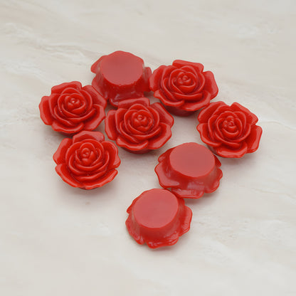 Mary Rose Flower Flat Back Cabochon, 4 Pc - Dark red (CB.038)