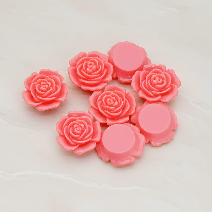 Mary Rose Flower Flat Back Cabochon, 4 Pc - Hot pink (CB.038)