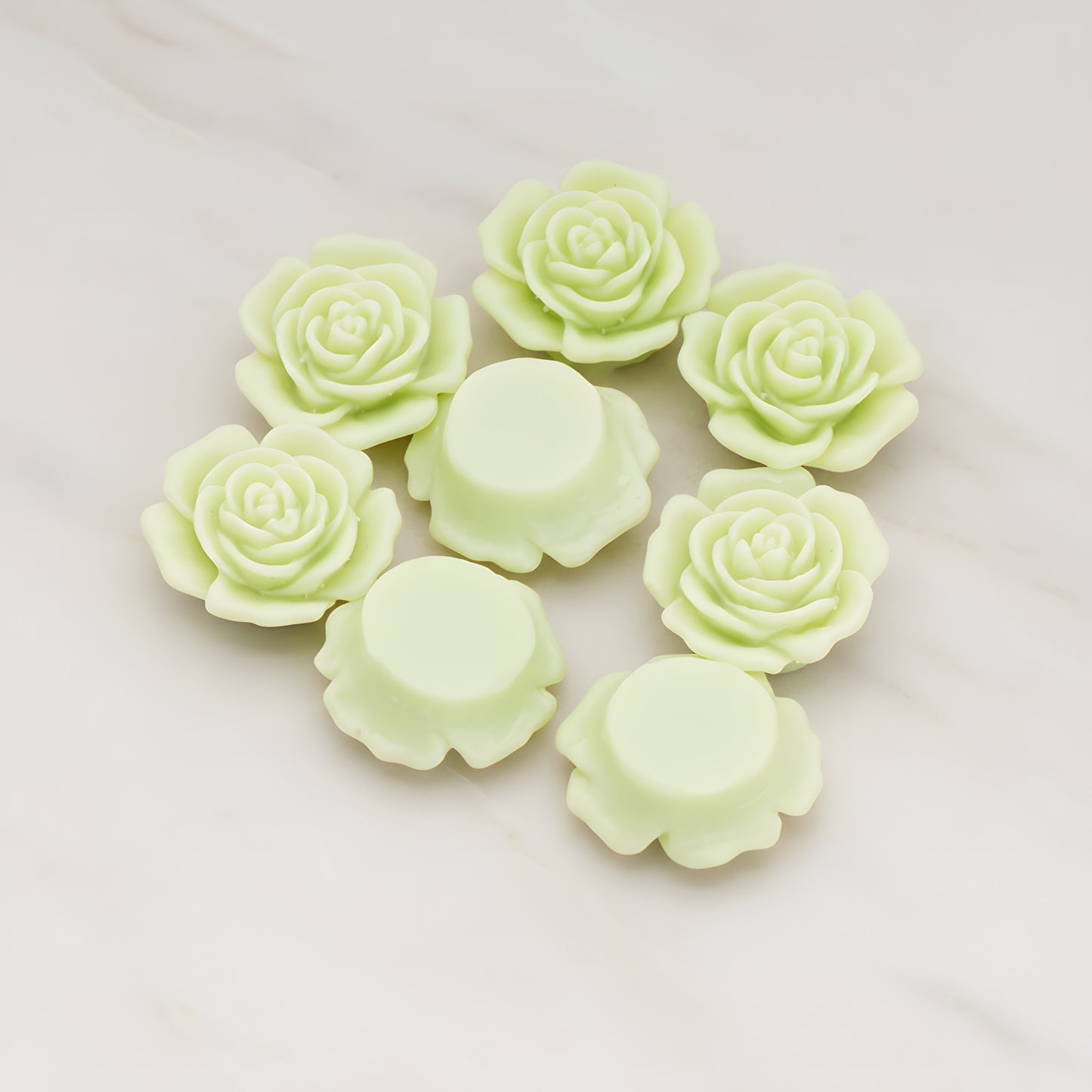 Mary Rose Flower Flat Back Cabochon, 4 Pc - Lime green (CB.038)