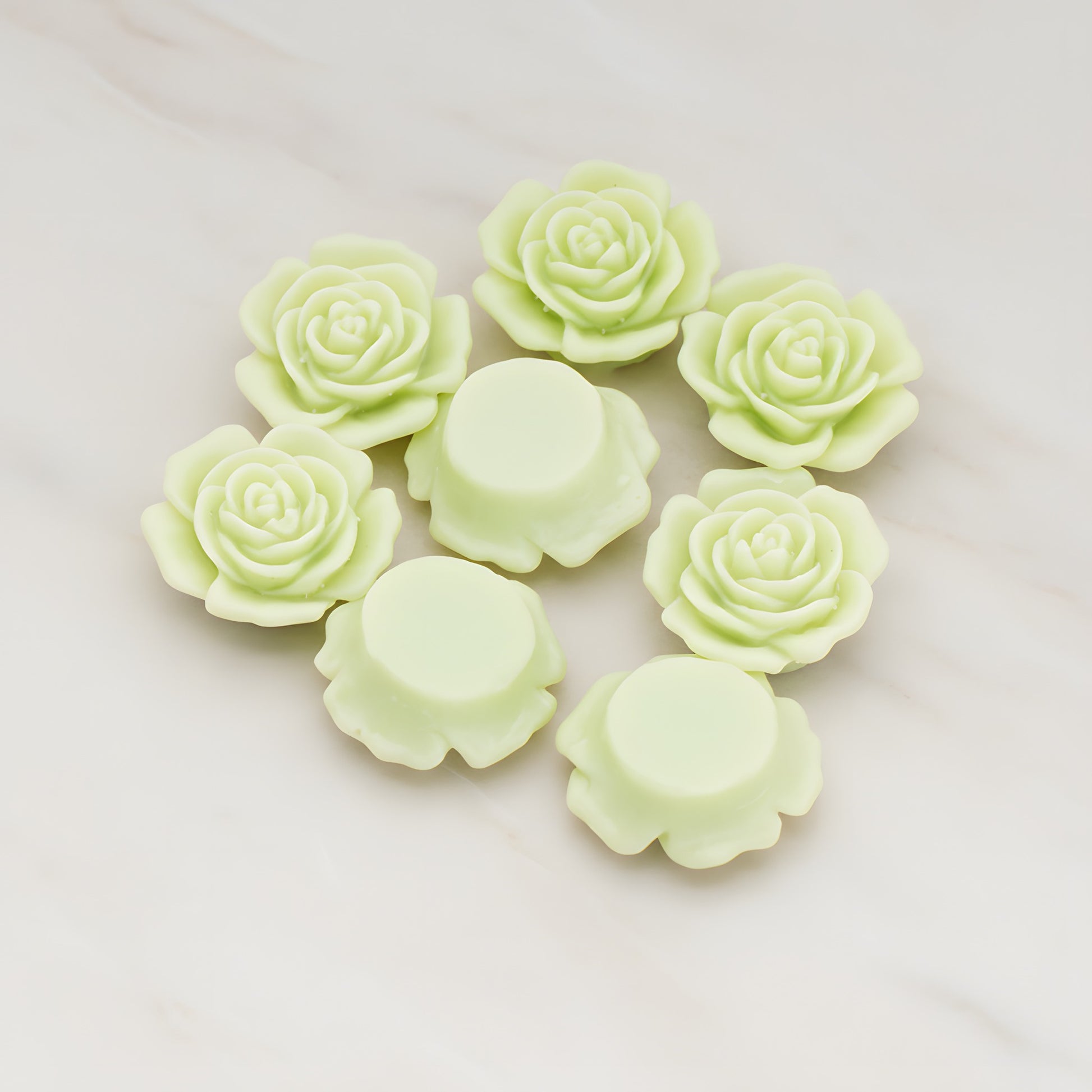 Mary Rose Flower Flat Back Cabochon, 4 Pc - Lime green (CB.038)