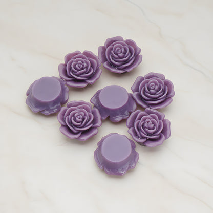 Mary Rose Flower Flat Back Cabochon, 4 Pc - Purple (CB.038)