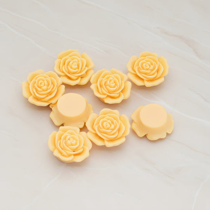 Mary Rose Flower Flat Back Cabochon, 4 Pc - Tangerine (CB.038)