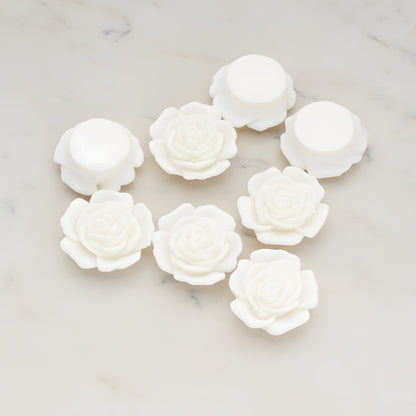 Mary Rose Flower Flat Back Cabochon, 4 Pc - White (CB.038)