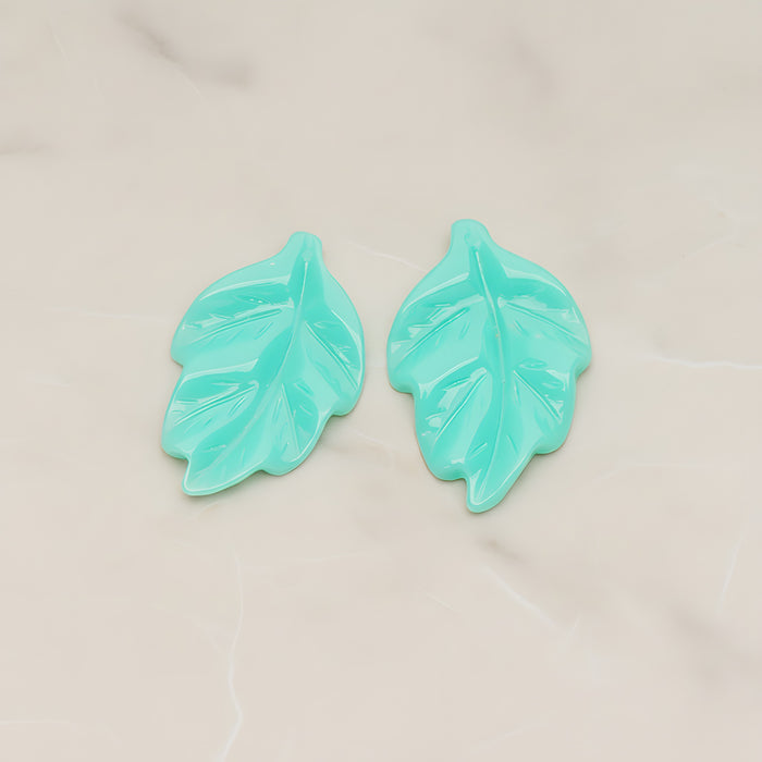 Leaf Flat Back Cabochon, 6 Pc - Emerald green (CB.05)