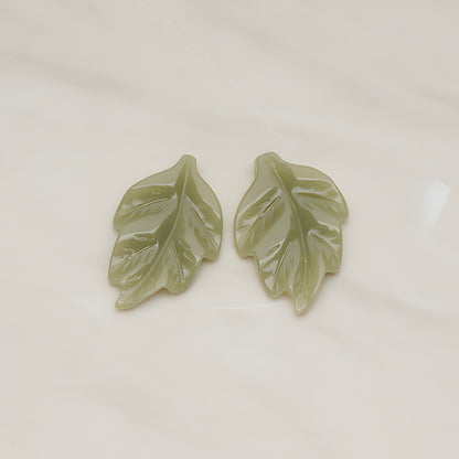 Leaf Flat Back Cabochon, 6 Pc - Khaki (CB.05)