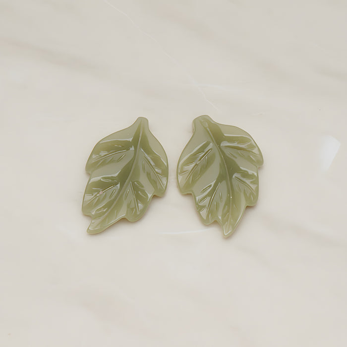 Leaf Flat Back Cabochon, 6 Pc - Khaki (CB.05)