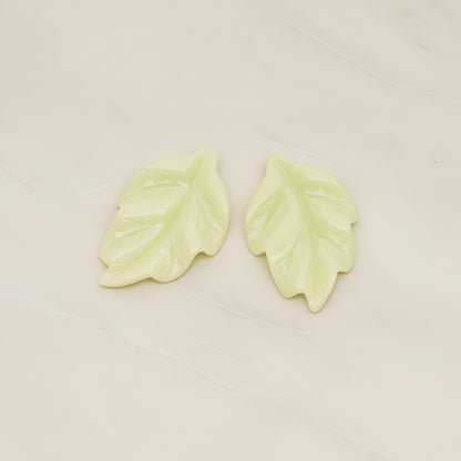 Leaf Flat Back Cabochon, 6 Pc - Yellow green (CB.05)