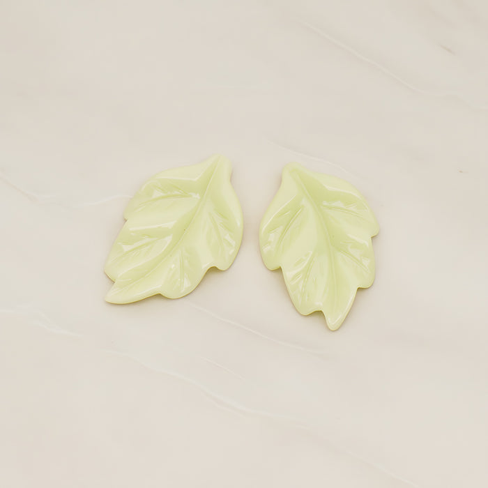 Leaf Flat Back Cabochon, 6 Pc - Yellow green (CB.05)