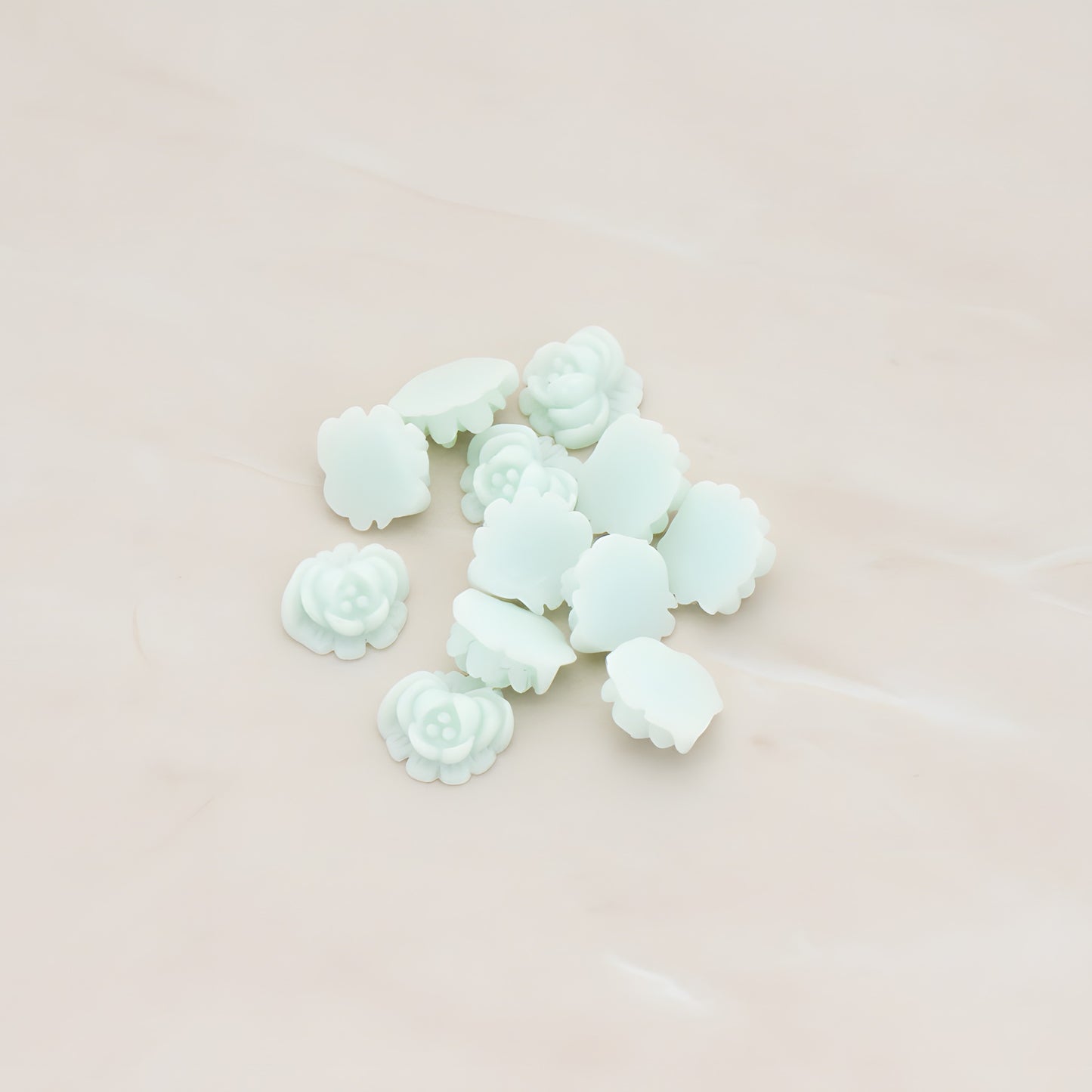 Tiny Rose Flower Flat Back Cabochon, 10 Pc - Mint (CB.053)