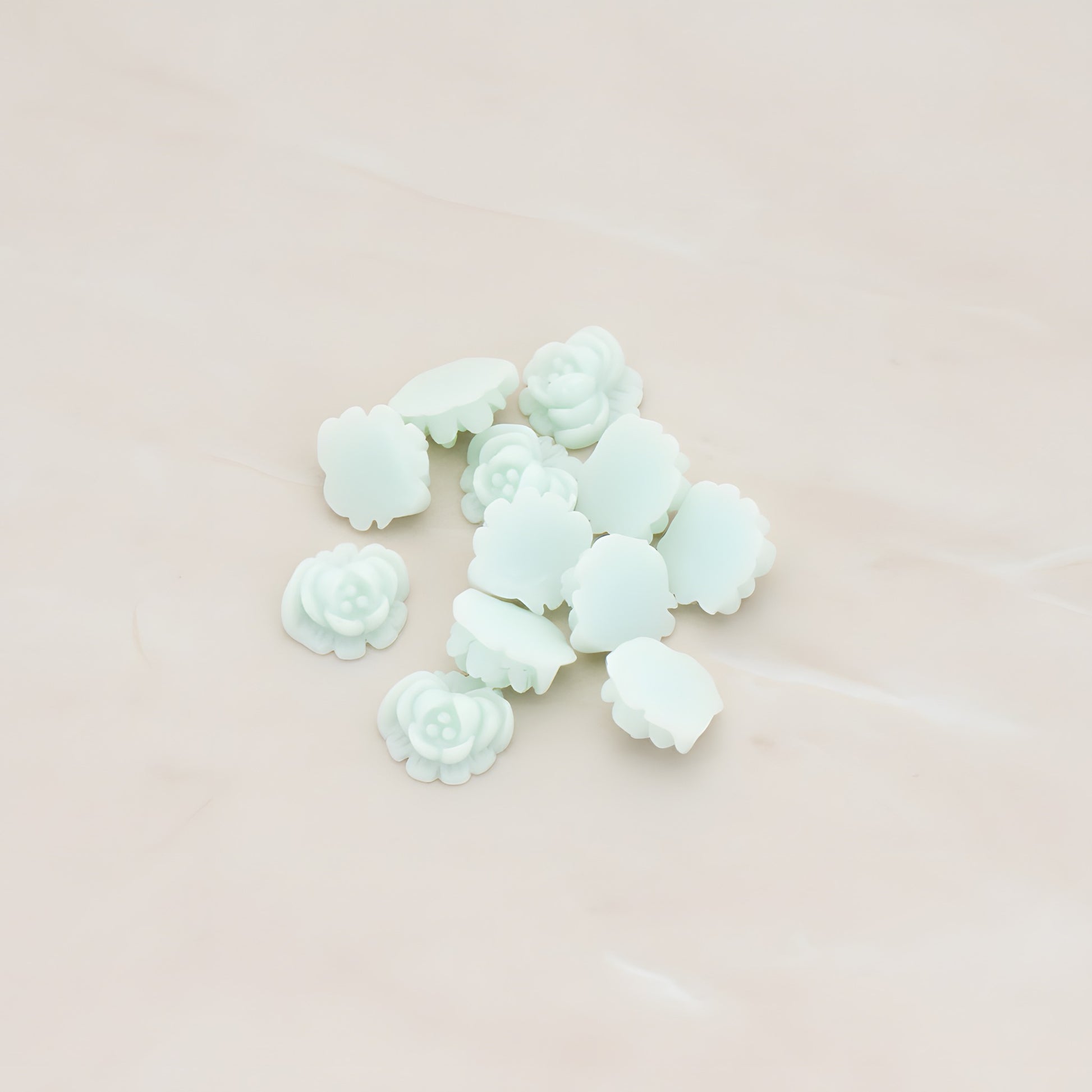Tiny Rose Flower Flat Back Cabochon, 10 Pc - Mint (CB.053)