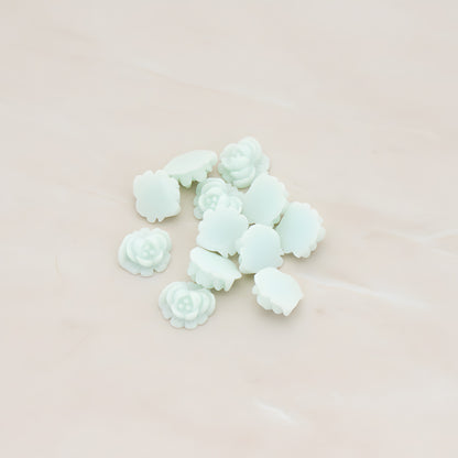 Tiny Rose Flower Flat Back Cabochon, 10 Pc - Mint (CB.053)