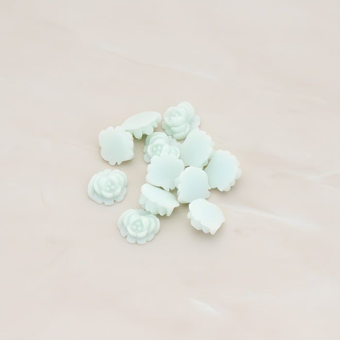 Tiny Rose Flower Flat Back Cabochon, 10 Pc - Mint (CB.053)