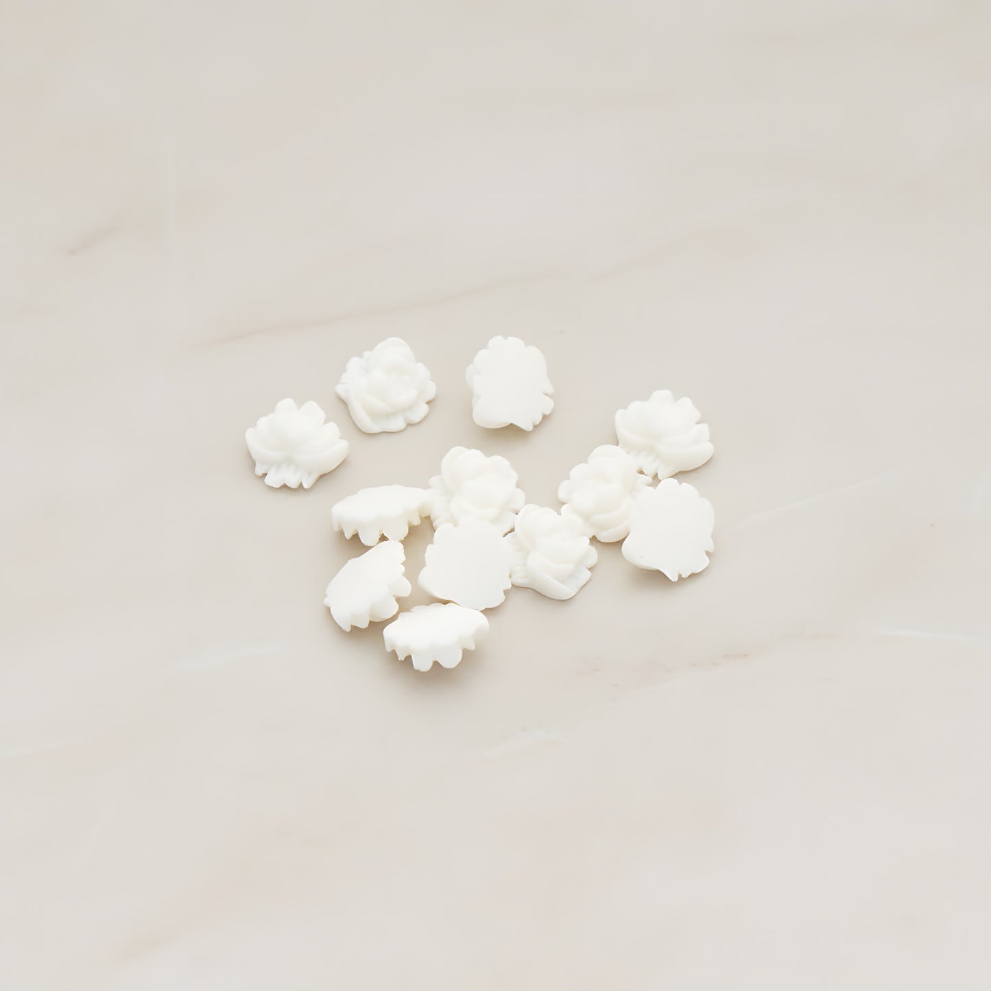 Tiny Rose Flower Flat Back Cabochon, 10 Pc - White (CB.053)