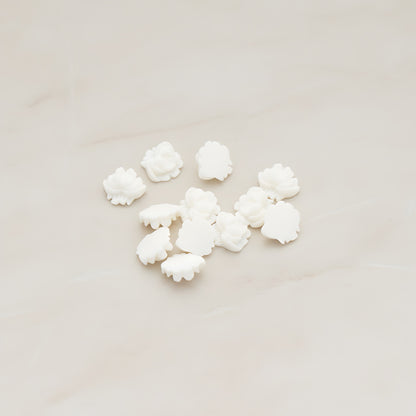 Tiny Rose Flower Flat Back Cabochon, 10 Pc - White (CB.053)