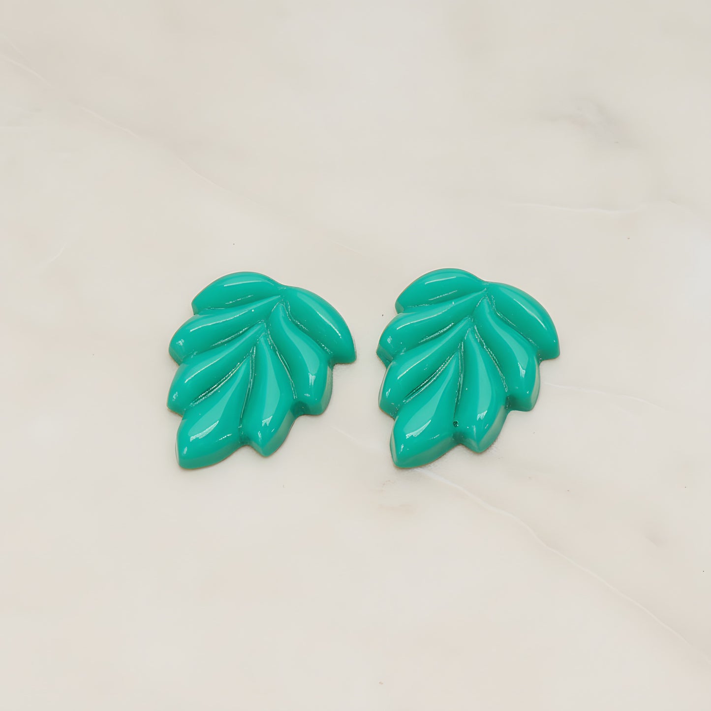 Bubble Leaf Flat Back Cabochon, 6 Pc - Green (CB.06)