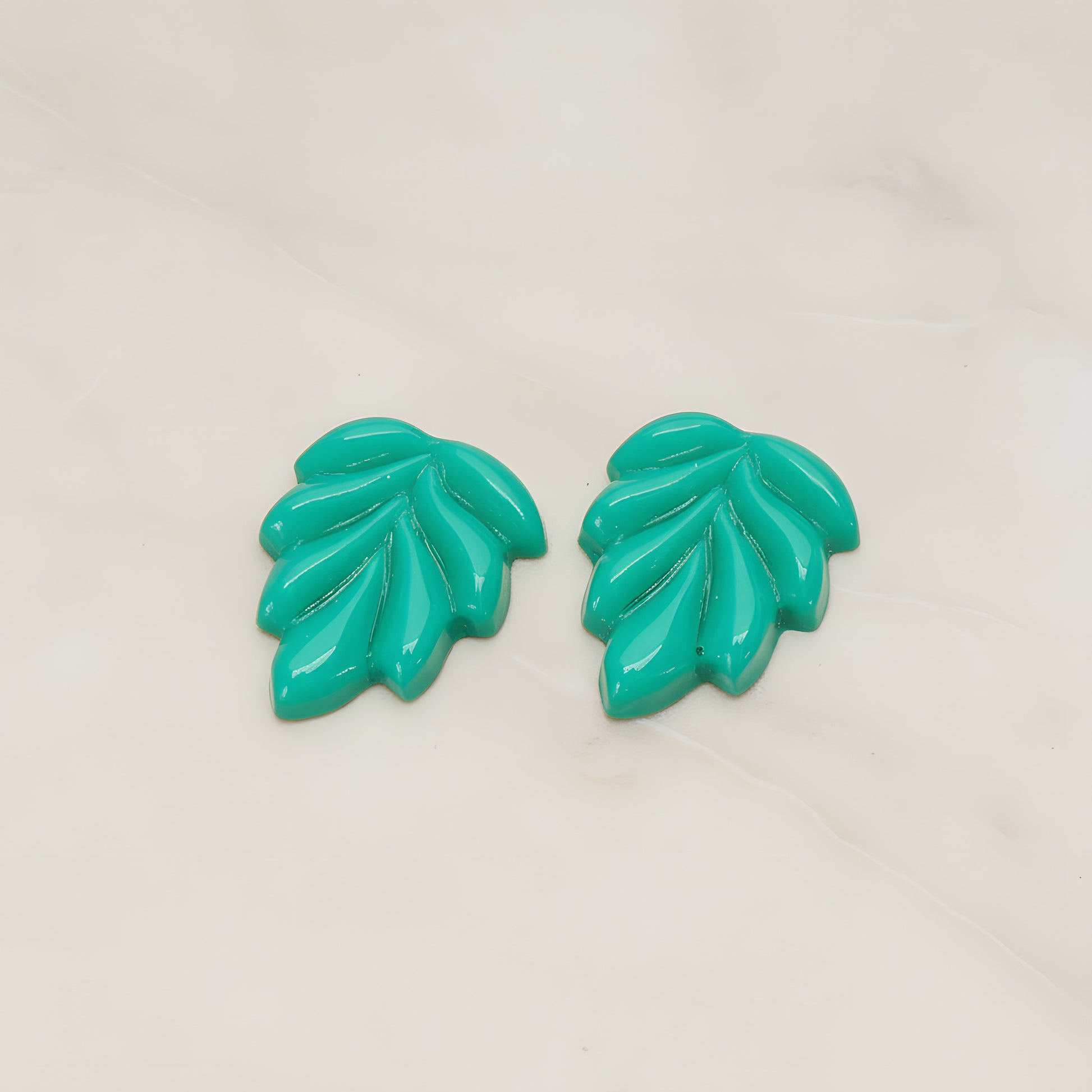 Bubble Leaf Flat Back Cabochon, 6 Pc - Green (CB.06)