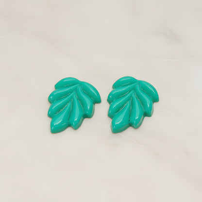 Bubble Leaf Flat Back Cabochon, 6 Pc - Green (CB.06)