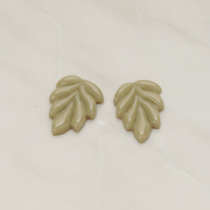 Bubble Leaf Flat Back Cabochon, 6 Pc - Khaki (CB.06)