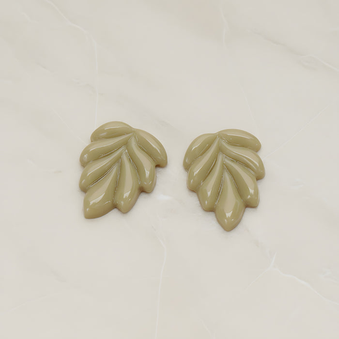 Bubble Leaf Flat Back Cabochon, 6 Pc - Khaki (CB.06)