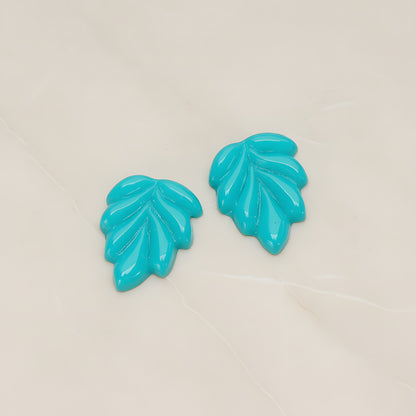 Bubble Leaf Flat Back Cabochon, 6 Pc - Teal (CB.06)