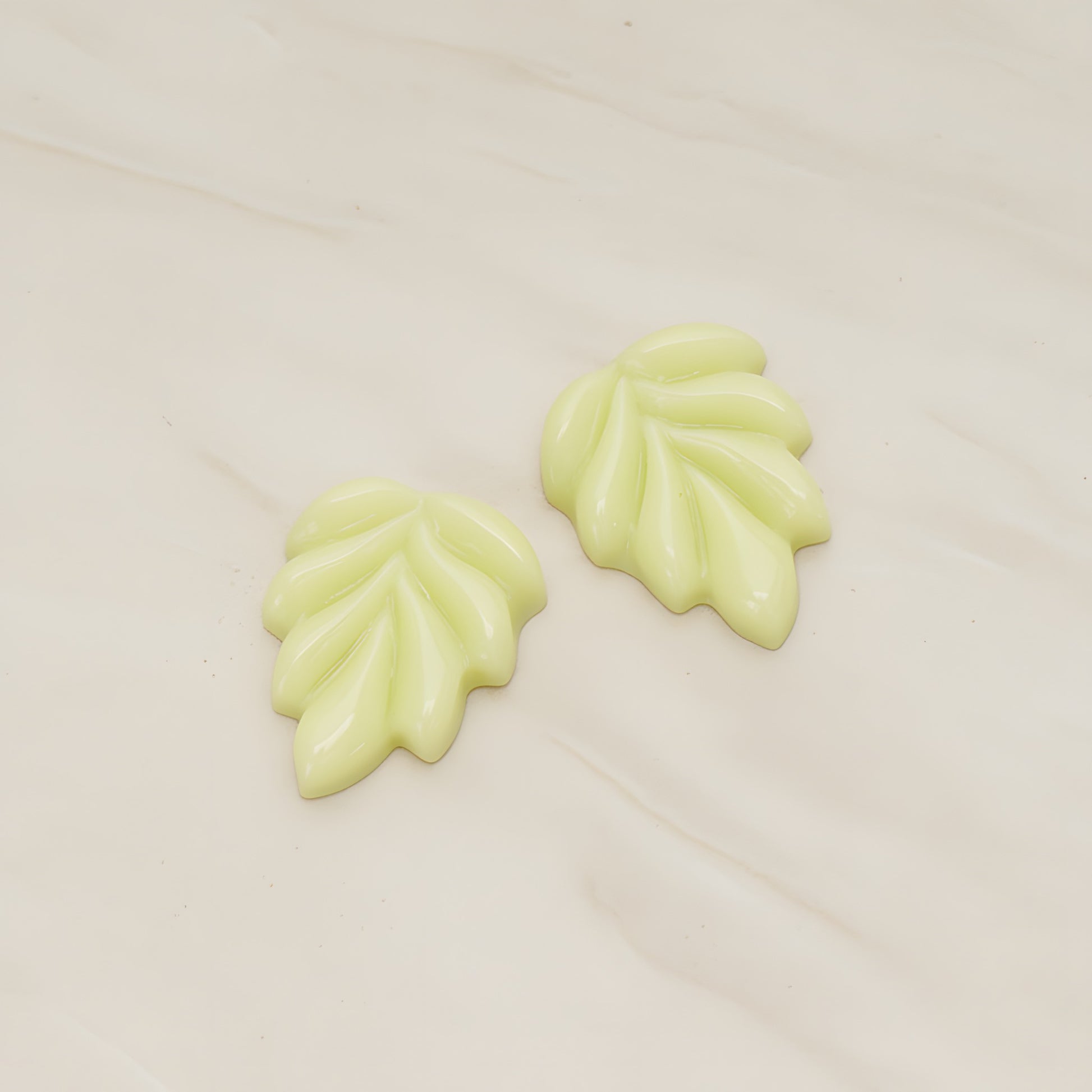 Bubble Leaf Flat Back Cabochon, 6 Pc - Yellow green (CB.06)