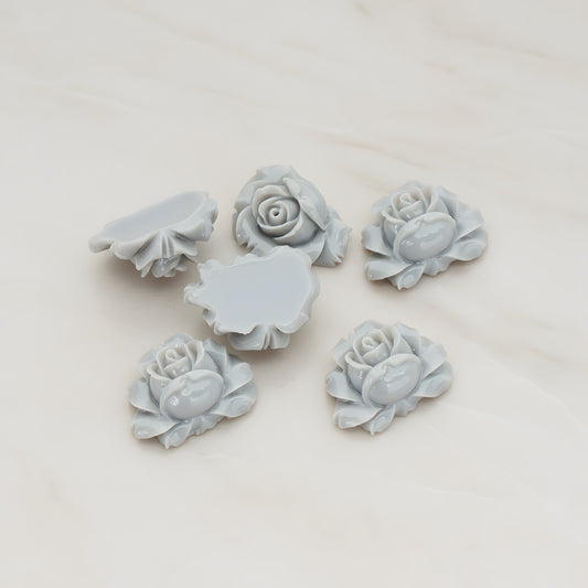 Full Bloom Rose Flower Flat Back Cabochon, 4 Pc (CB.100)