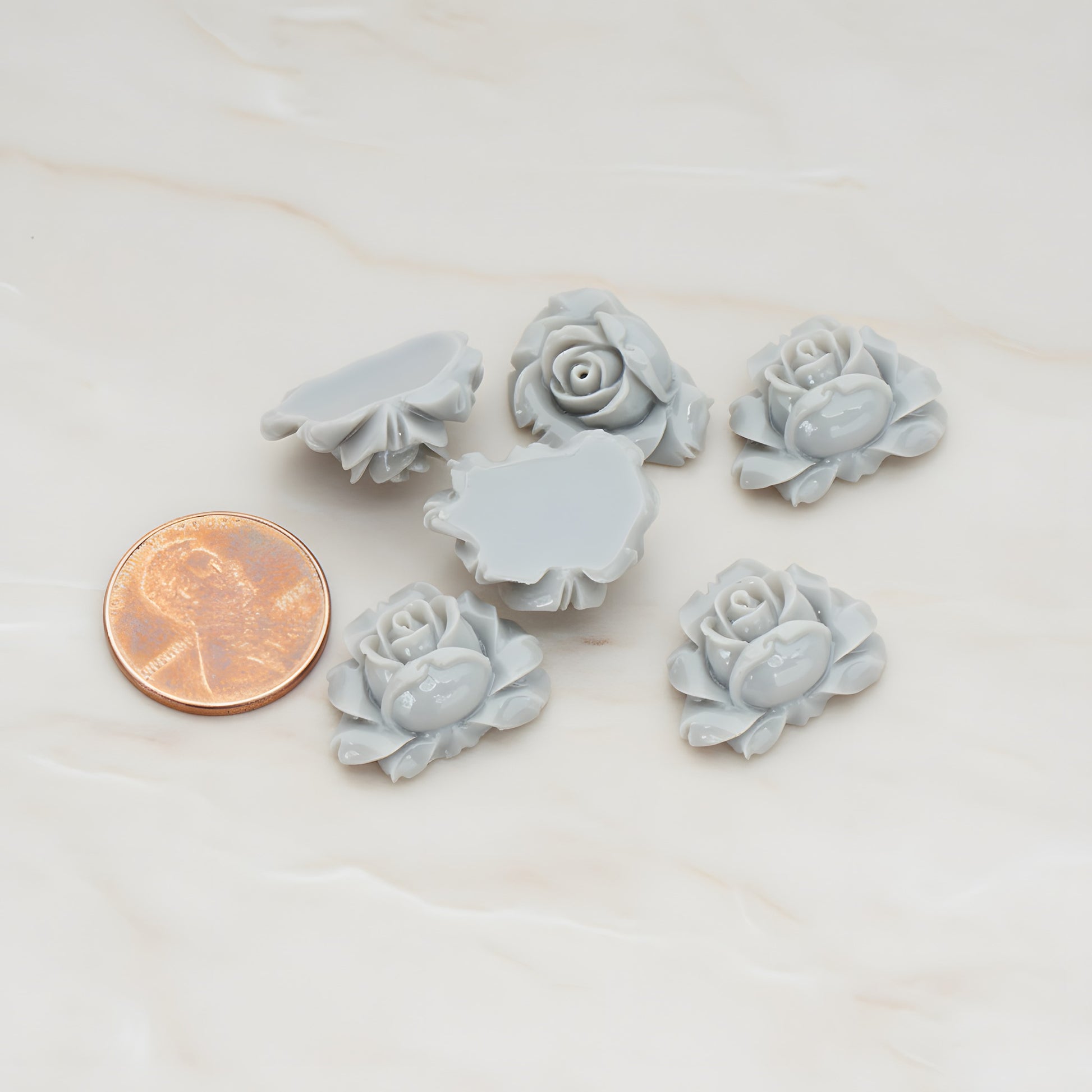 Full Bloom Rose Flower Flat Back Cabochon, 4 Pc - detail view 1 (CB.100)