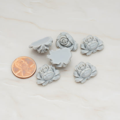 Full Bloom Rose Flower Flat Back Cabochon, 4 Pc - detail view 1 (CB.100)