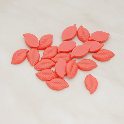 Textured Leaf Flat Back Cabochon, 10 Pc - Coral (CB.110)