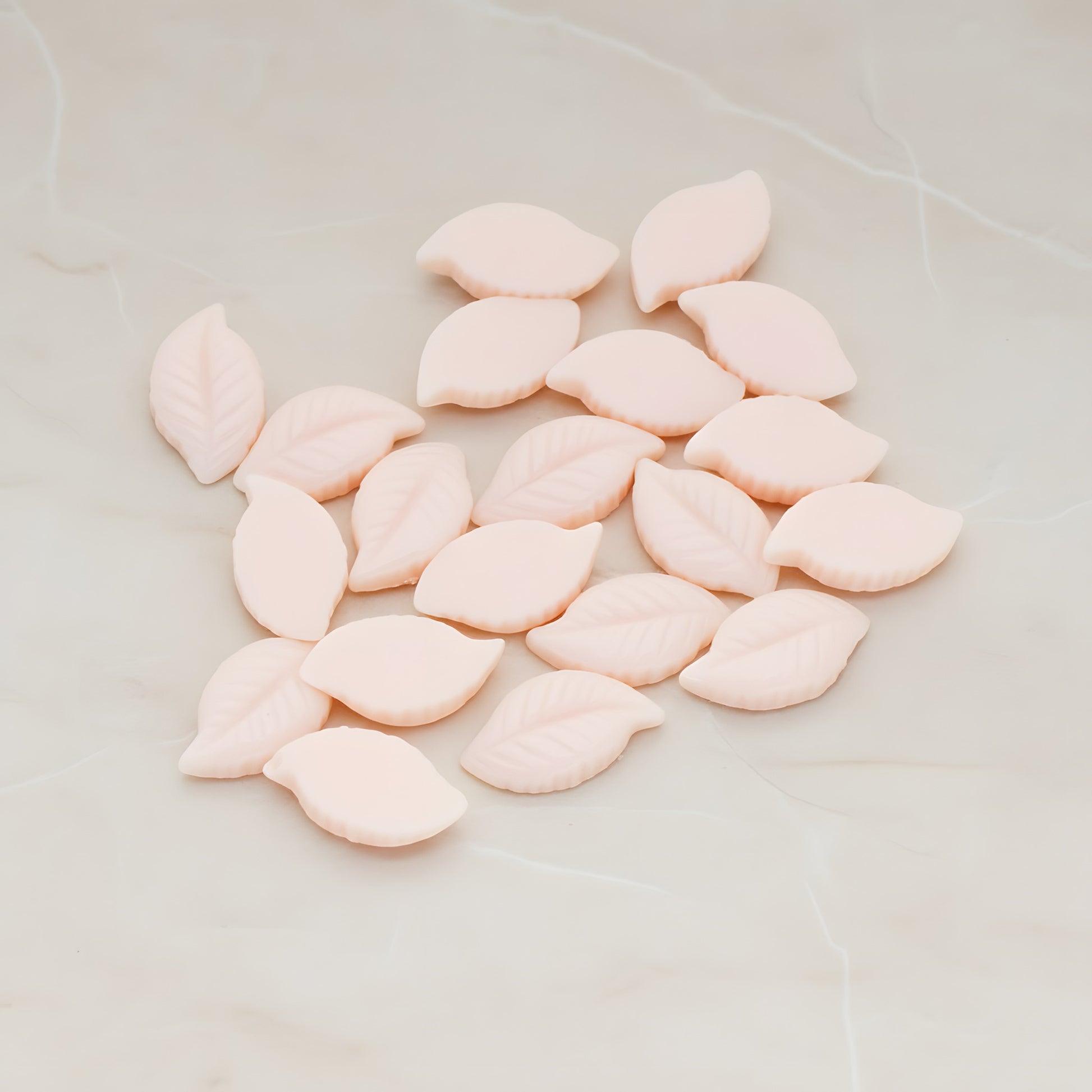 Textured Leaf Flat Back Cabochon, 10 Pc - Peach (CB.110)