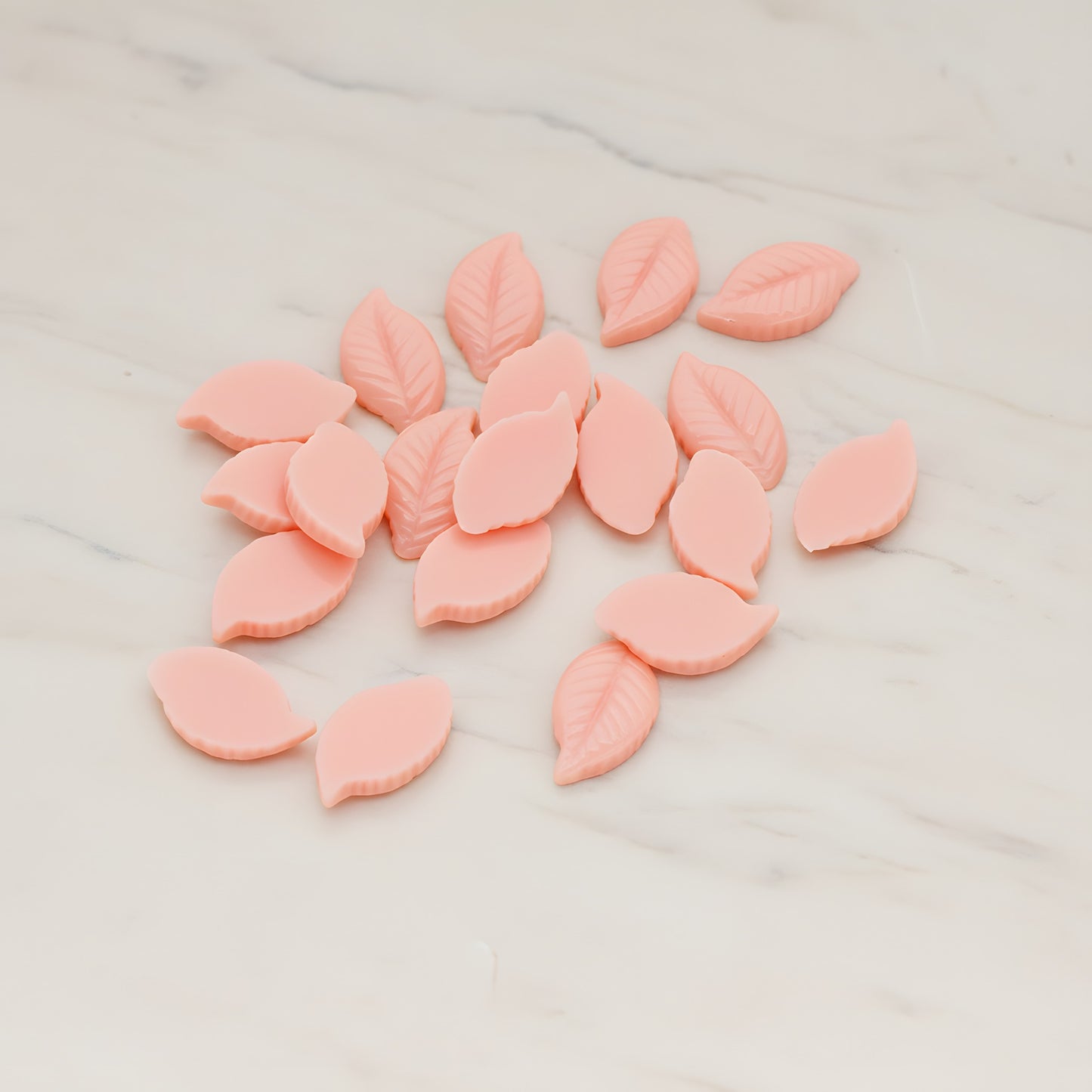Textured Leaf Flat Back Cabochon, 10 Pc - Pale pink (CB.110)