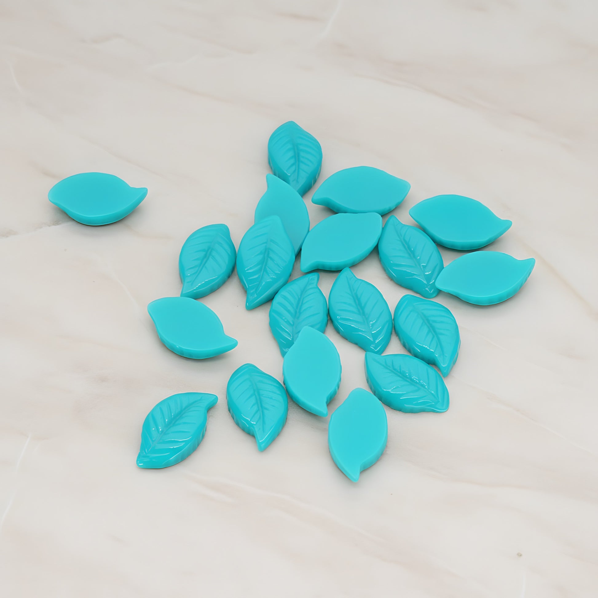 Textured Leaf Flat Back Cabochon, 10 Pc - Teal (CB.110)
