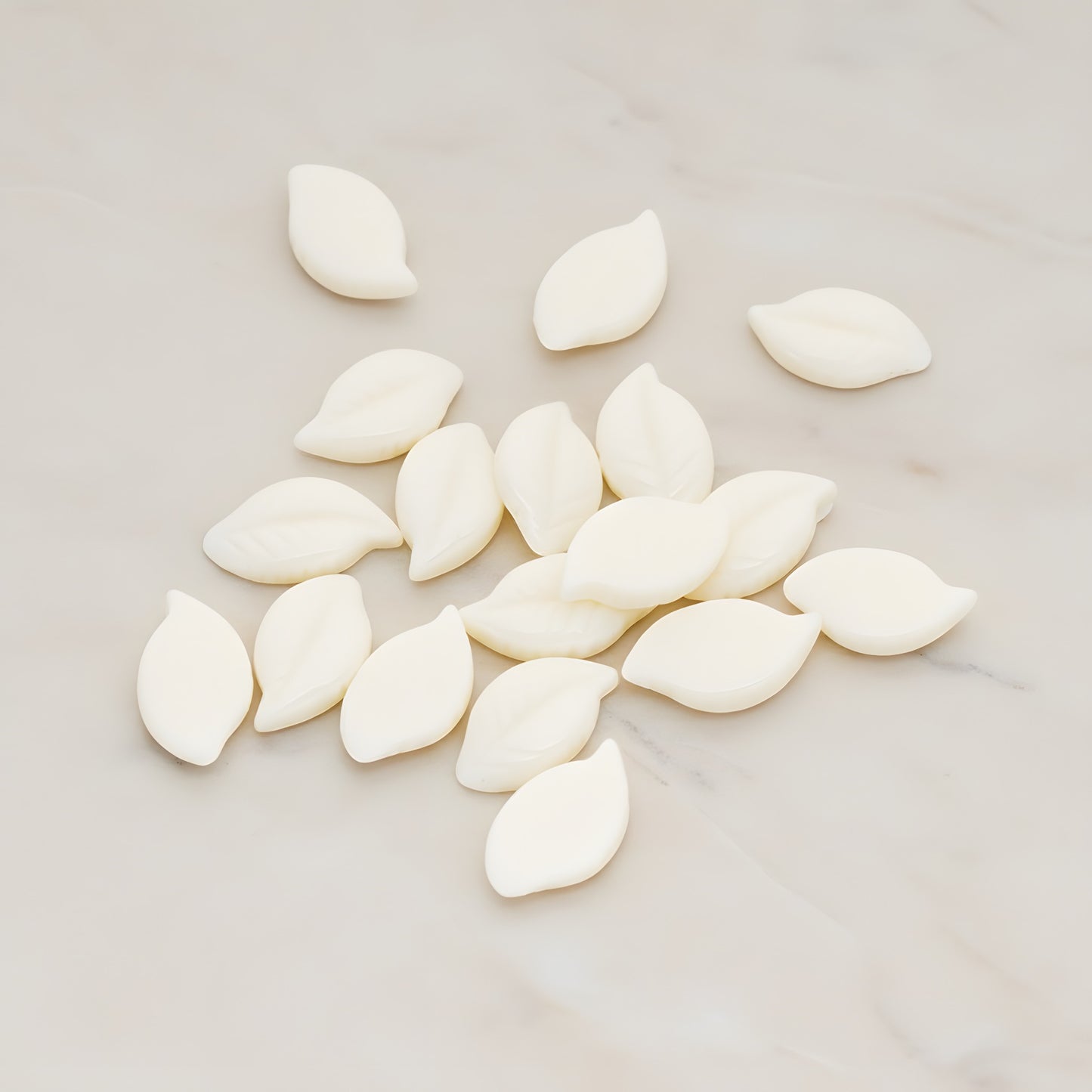 Textured Leaf Flat Back Cabochon, 10 Pc - White (CB.110)
