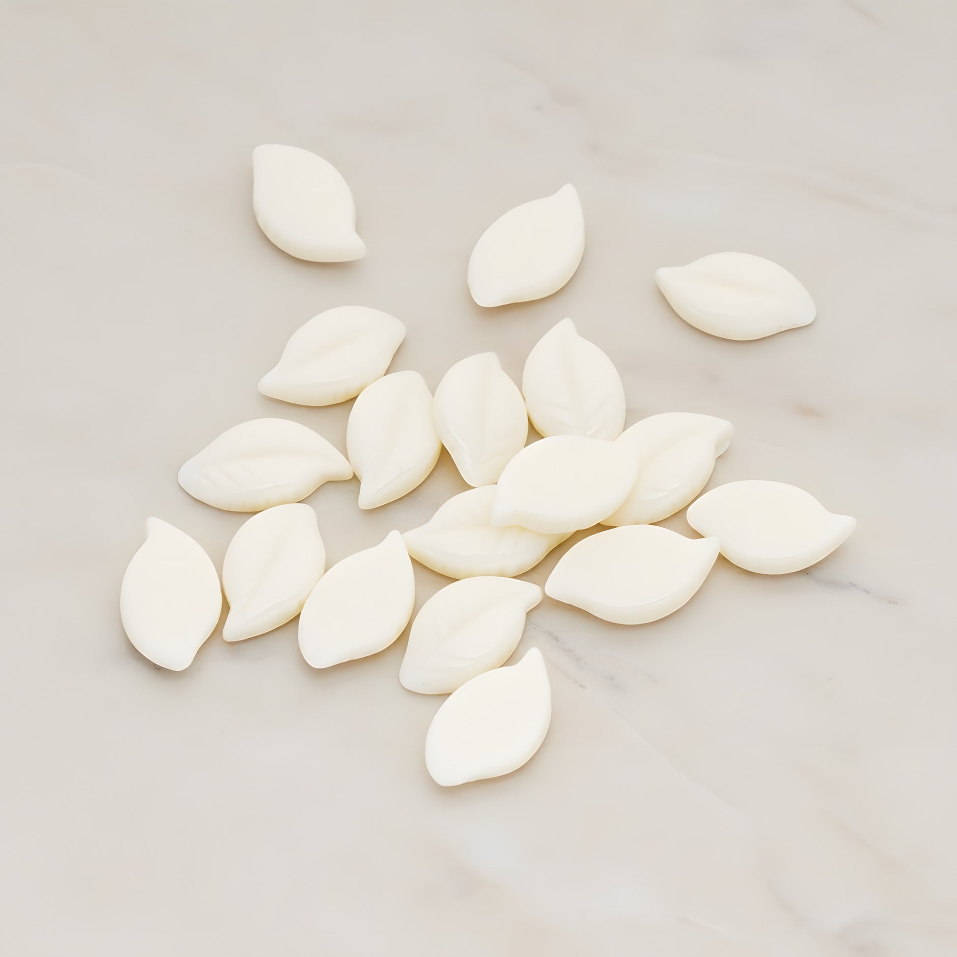 Textured Leaf Flat Back Cabochon, 10 Pc - White (CB.110)