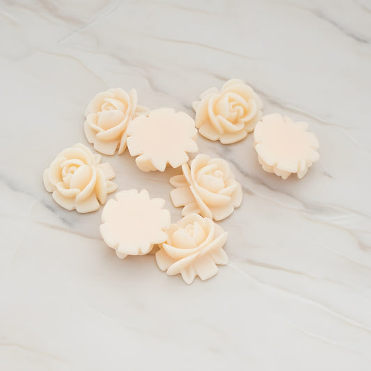 Half Rose Flower Flat Back Cabochon, 6 Pc (CB.124)