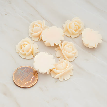 Half Rose Flower Flat Back Cabochon, 6 Pc (CB.124)
