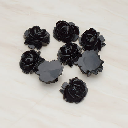 Half Rose Flower Flat Back Cabochon, 6 Pc (CB.124)
