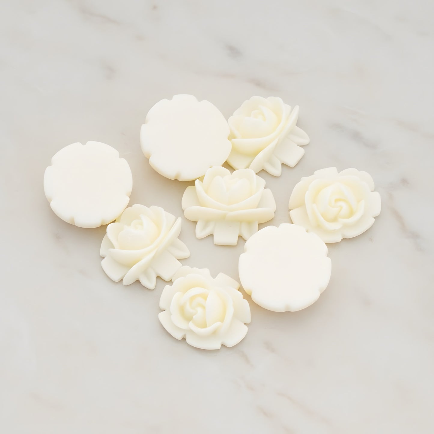 Half Rose Flower Flat Back Cabochon, 6 Pc (CB.124)
