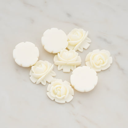 Half Rose Flower Flat Back Cabochon, 6 Pc (CB.124)
