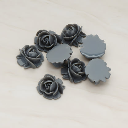 Half Rose Flower Flat Back Cabochon, 6 Pc (CB.124)