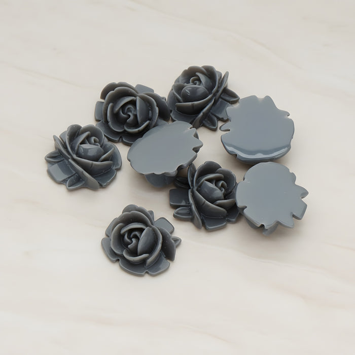 Half Rose Flower Flat Back Cabochon, 6 Pc (CB.124)